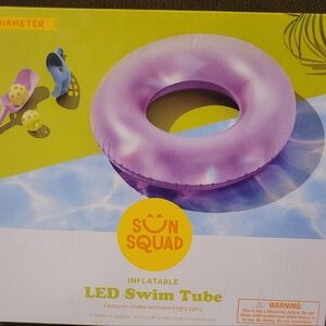 Sun Squad Purple Inflatable LED Swim Tube Age 9+ Size 9"height 36" diameter